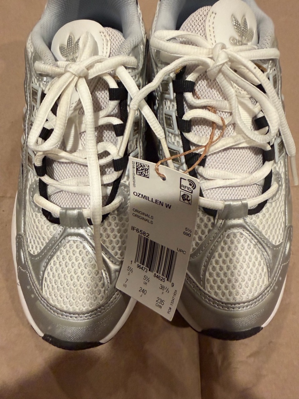adidas Ozmillen W White & Silver Mesh Sneakers